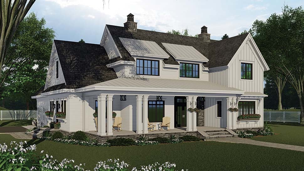 Country, Farmhouse, Southern, Traditional Plan with 2913 Sq. Ft., 4 Bedrooms, 5 Bathrooms, 3 Car Garage Picture 5