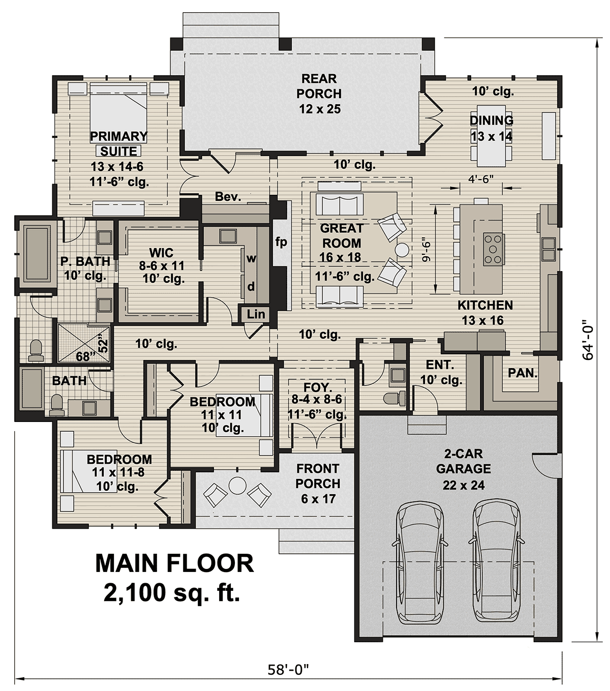 House Plan 41944 Level One