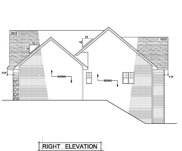 Craftsman, One-Story, Traditional, Tudor Plan with 1632 Sq. Ft., 3 Bedrooms, 2 Bathrooms, 3 Car Garage Picture 3