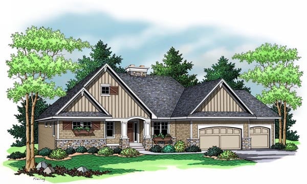 European, Ranch, Traditional Plan with 2143 Sq. Ft., 1 Bedrooms, 2 Bathrooms, 3 Car Garage Picture 9