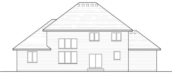 Colonial, Cottage, Country, Craftsman, European, Traditional Plan with 2475 Sq. Ft., 4 Bedrooms, 3 Bathrooms, 3 Car Garage Rear Elevation
