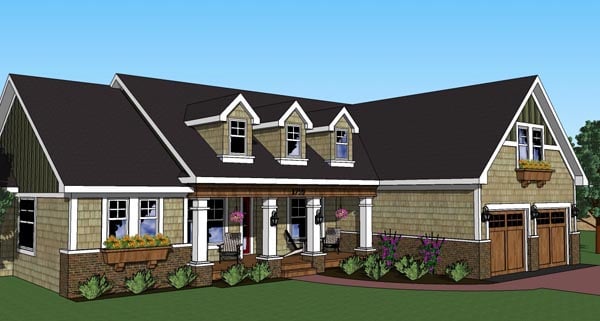 Traditional Plan with 1897 Sq. Ft., 3 Bedrooms, 3 Bathrooms, 2 Car Garage Elevation