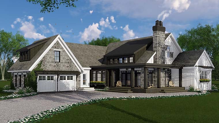 Bungalow, Cottage, Country, Craftsman, Farmhouse, Traditional Plan with 2483 Sq. Ft., 3 Bedrooms, 3 Bathrooms, 2 Car Garage Picture 2