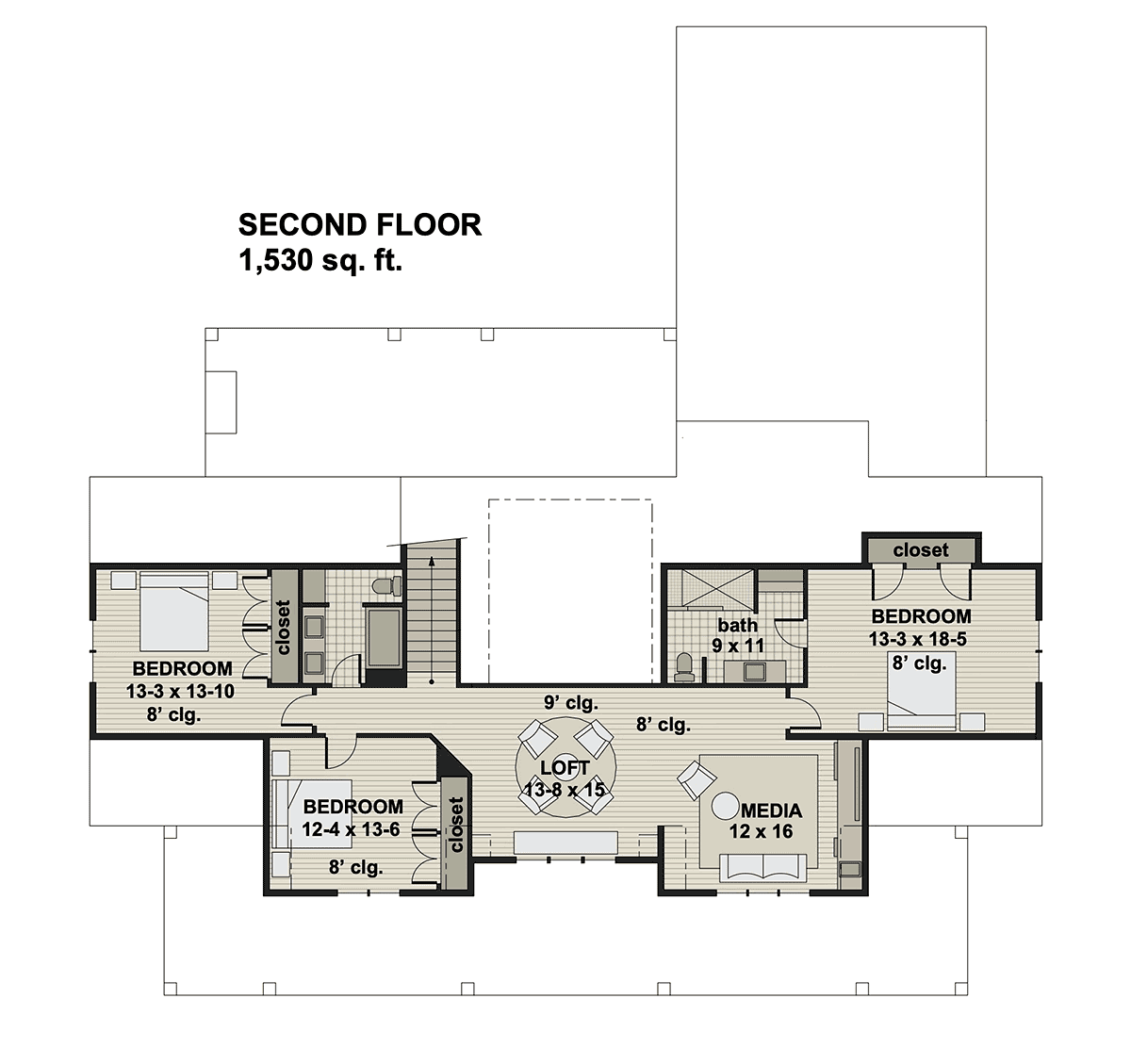 House Plan 42698 Level Two