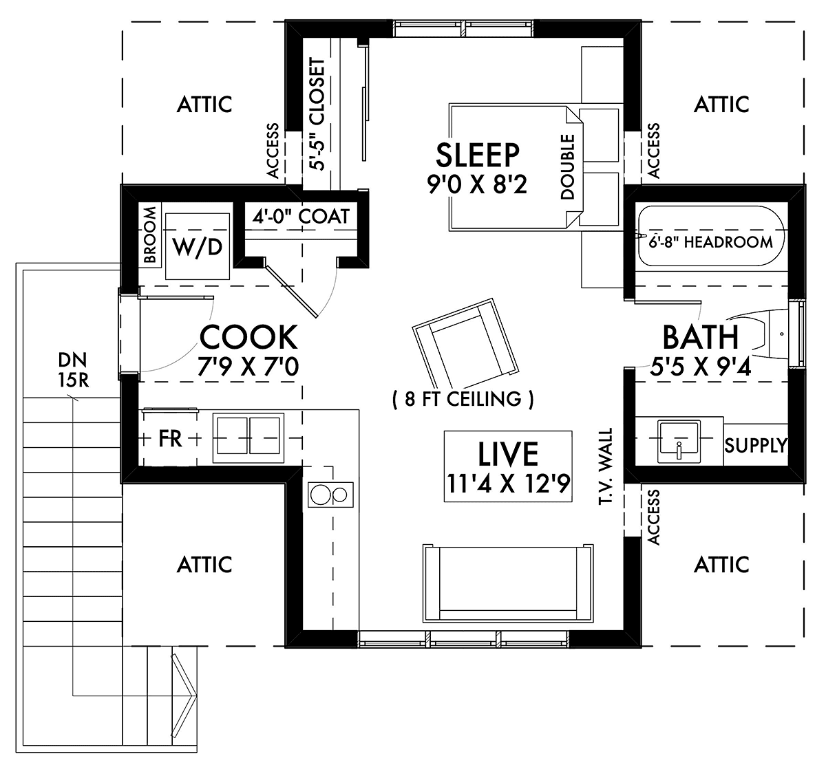 Garage-Living Plan 42906 Level Two