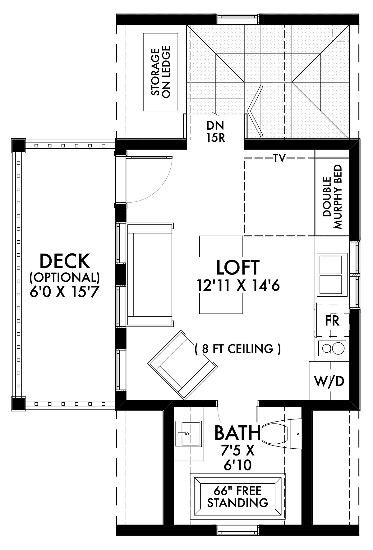 Garage-Living Plan 42907 Level Two