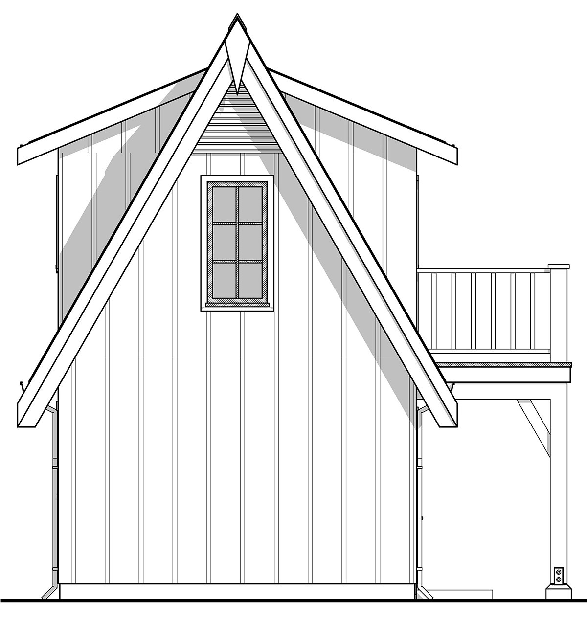 A-Frame, Tudor Plan with 393 Sq. Ft., 1 Bedrooms, 1 Bathrooms, 2 Car Garage Rear Elevation