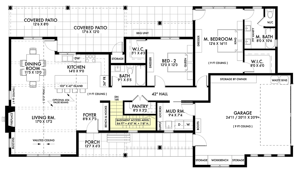 House Plan 42947 Alternate Level One