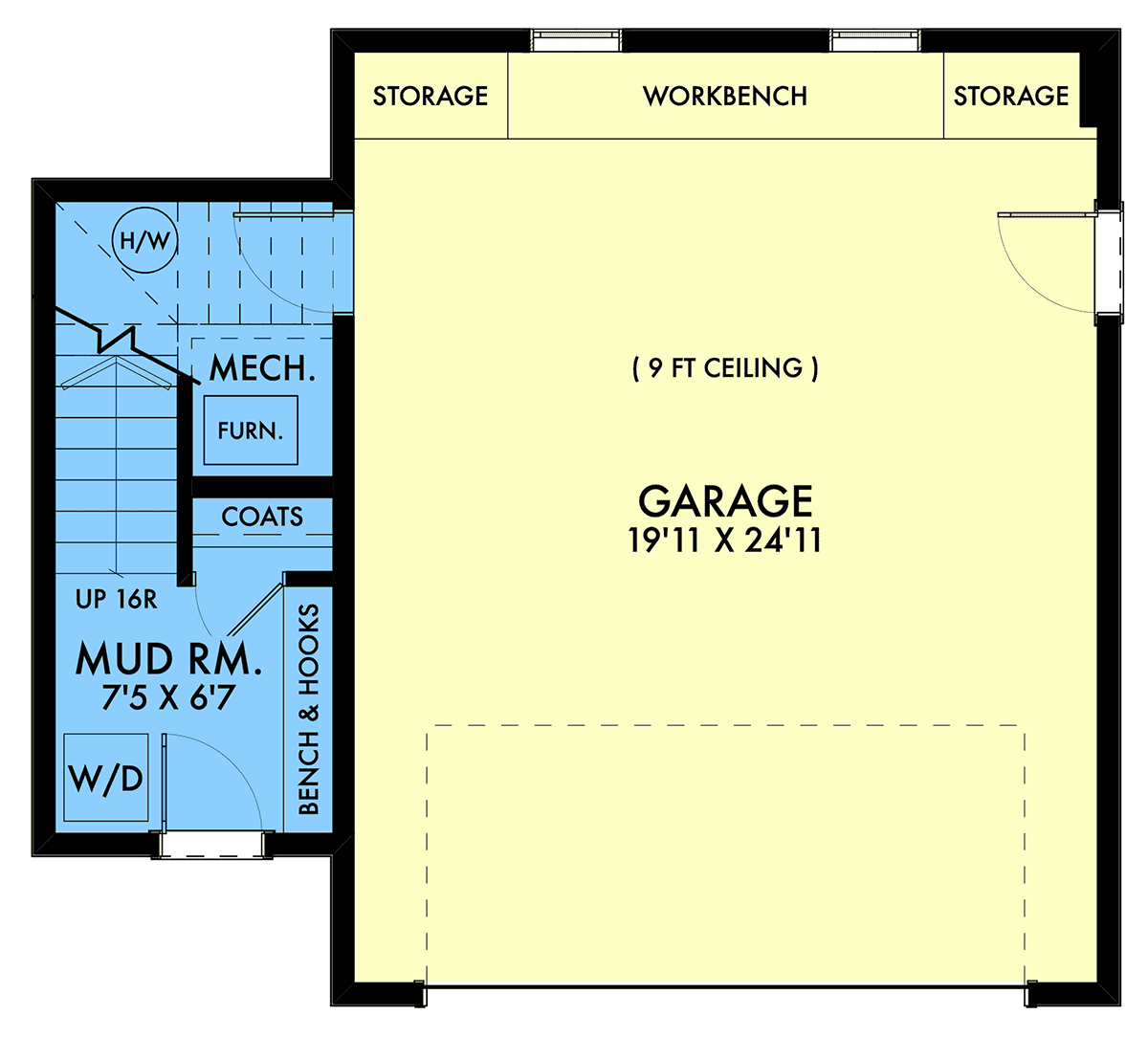 Garage-Living Plan 42962 Level One