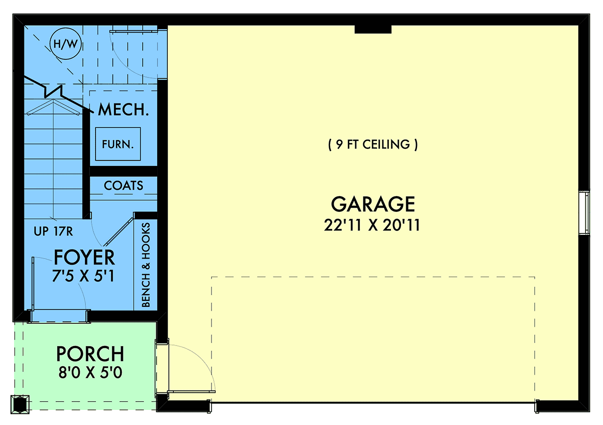 Garage-Living Plan 42963 Level One