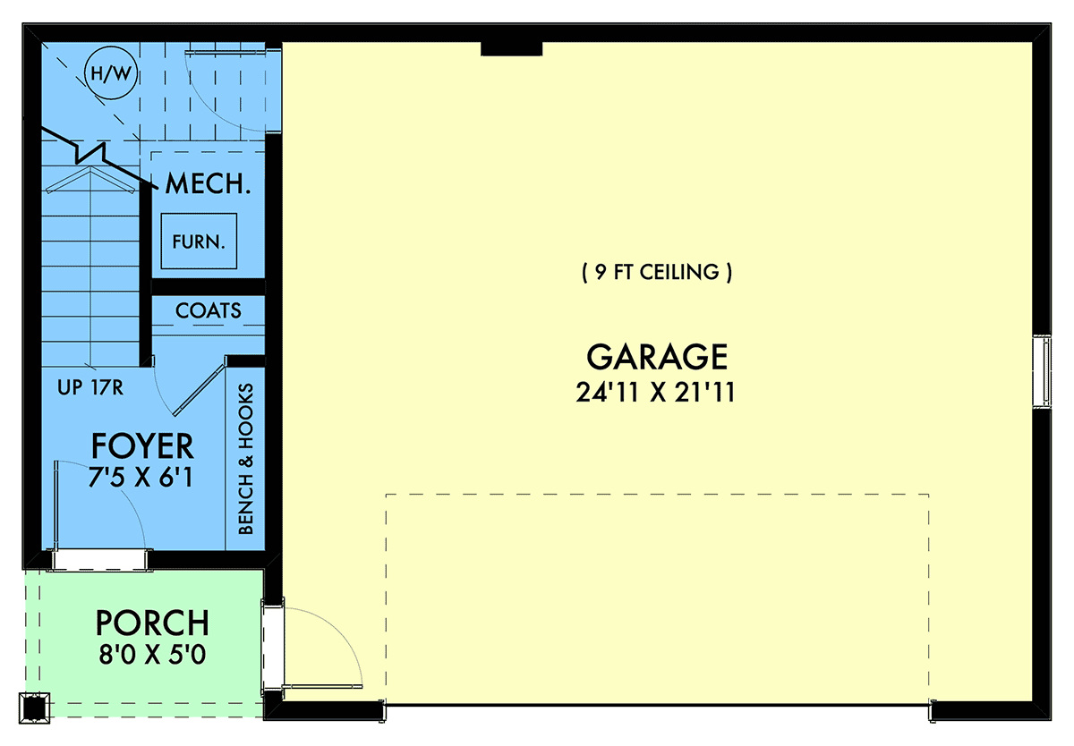 Garage-Living Plan 42964 Level One