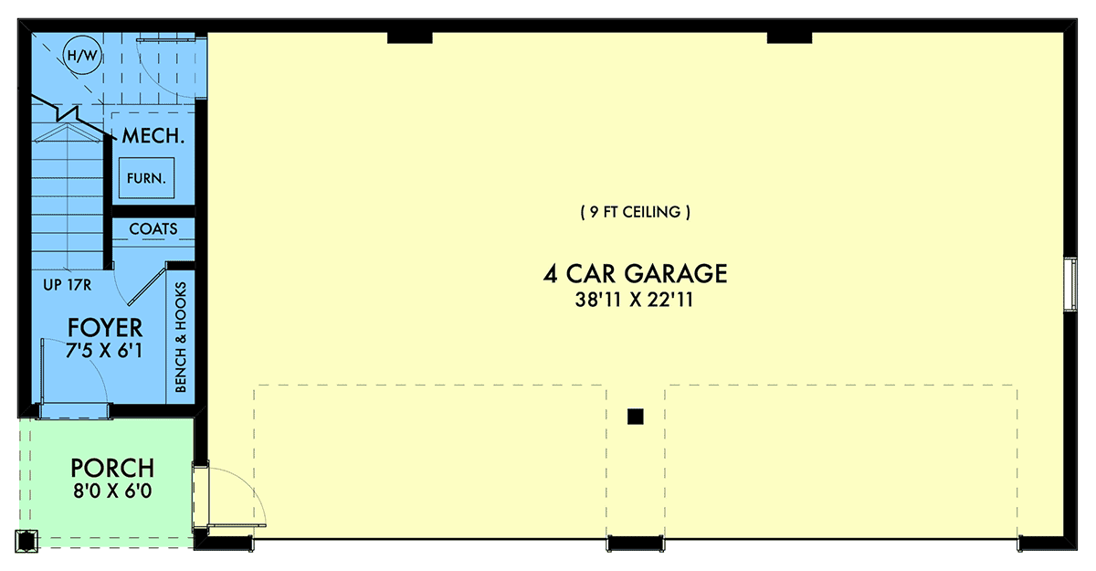 Garage-Living Plan 42965 Level One