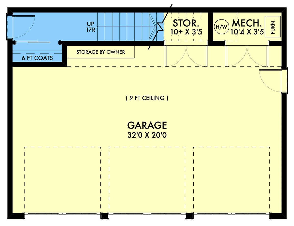 Garage-Living Plan 42966 Level One