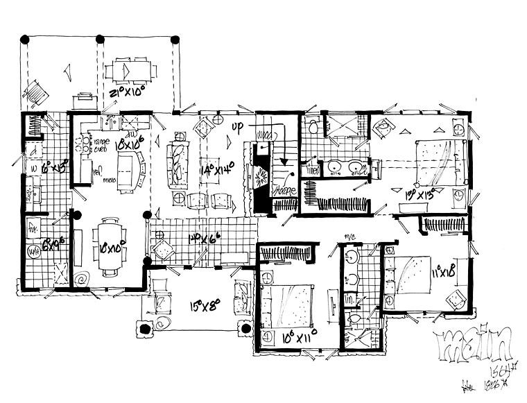 House Plan 43201 Level One
