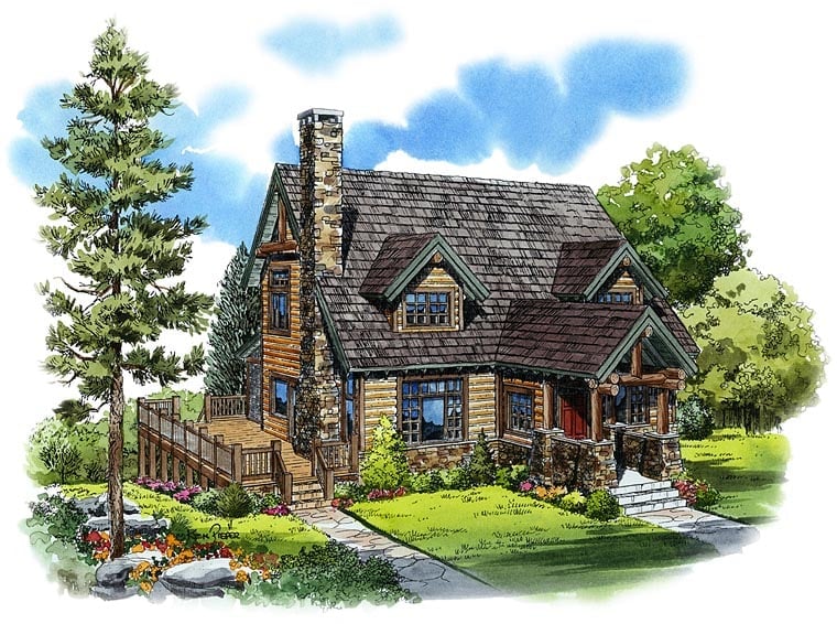 Cabin, Cape Cod, Country Plan with 2049 Sq. Ft., 3 Bedrooms, 3 Bathrooms Elevation