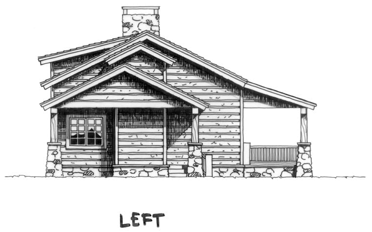 Cabin, Country, Log Plan with 1054 Sq. Ft., 2 Bedrooms, 1 Bathrooms, 1 Car Garage Picture 2