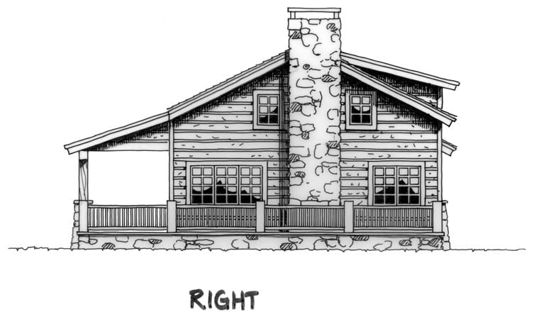Cabin, Country, Log Plan with 1054 Sq. Ft., 2 Bedrooms, 1 Bathrooms, 1 Car Garage Picture 3