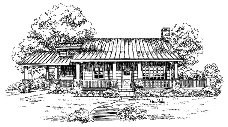 Cabin, Country, Log Plan with 1054 Sq. Ft., 2 Bedrooms, 1 Bathrooms, 1 Car Garage Picture 5