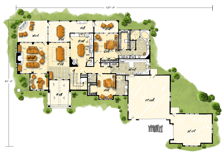 House Plan 43228 Level One