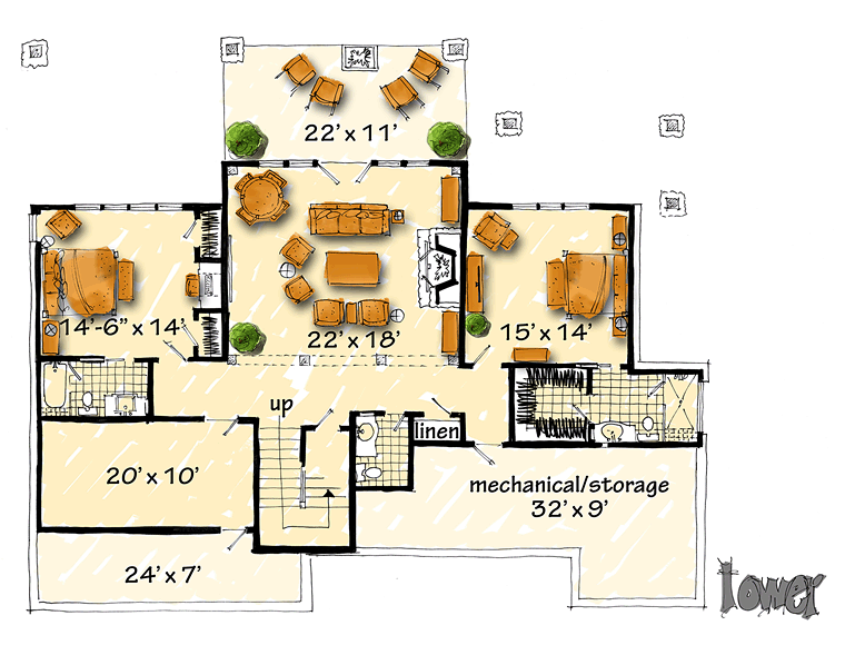 House Plan 43232 Lower Level