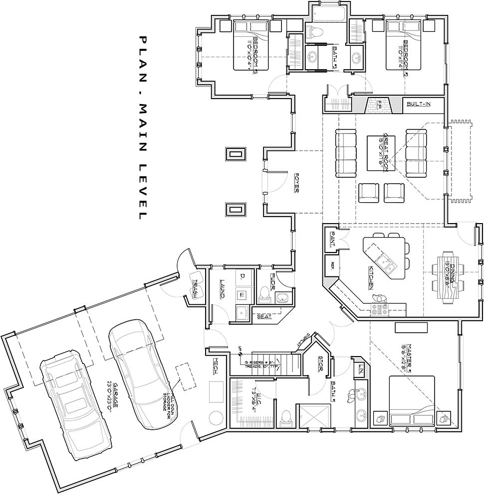 House Plan 43302 Level One