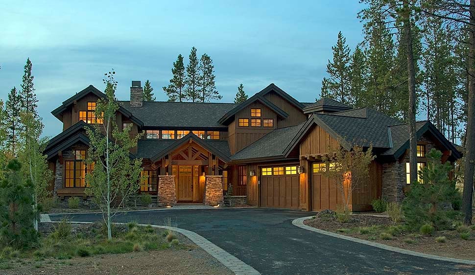 Craftsman, Modern, Prairie Style, Tuscan Plan with 3738 Sq. Ft., 4 Bedrooms, 5 Bathrooms, 3 Car Garage Elevation