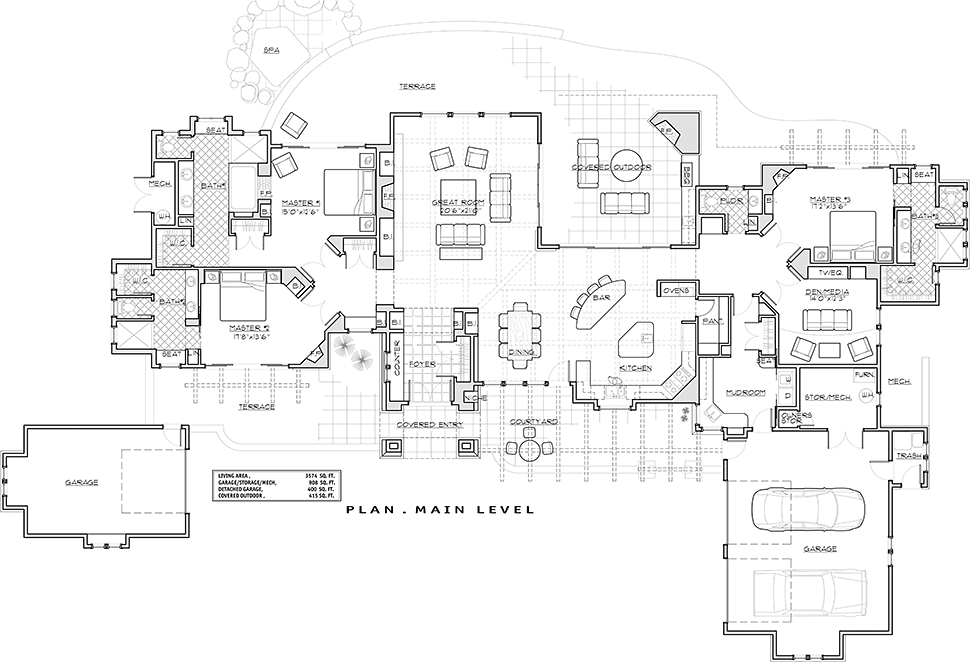 House Plan 43309 Level One