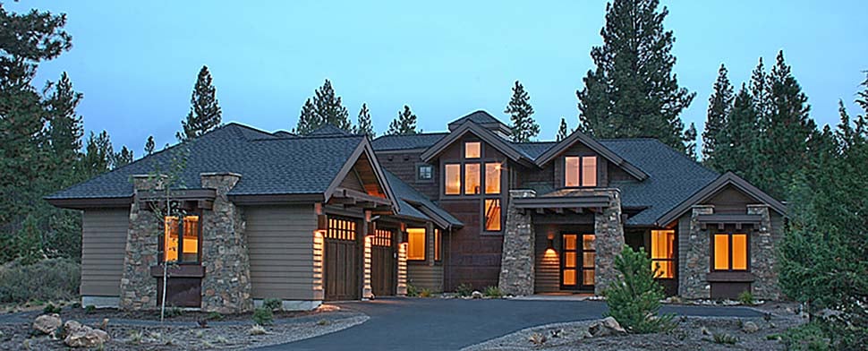 Bungalow, Contemporary Plan with 3513 Sq. Ft., 4 Bedrooms, 4 Bathrooms, 3 Car Garage Elevation