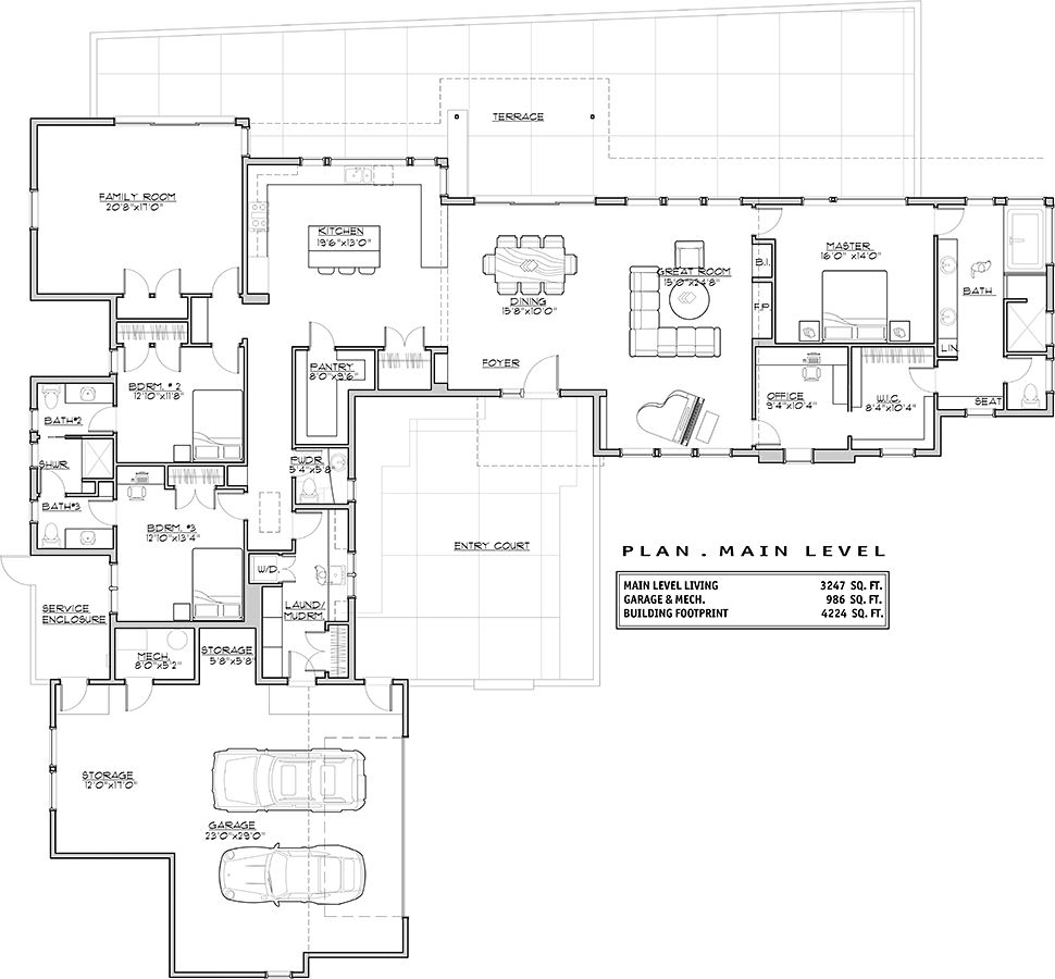 House Plan 43314 Level One