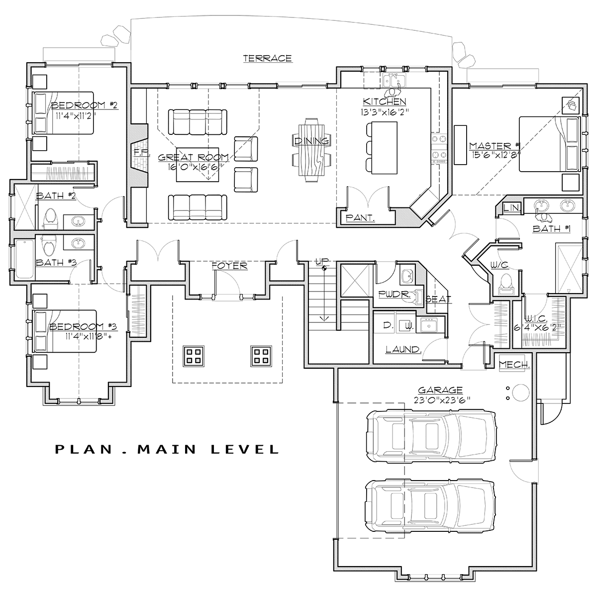 House Plan 43328 Level One