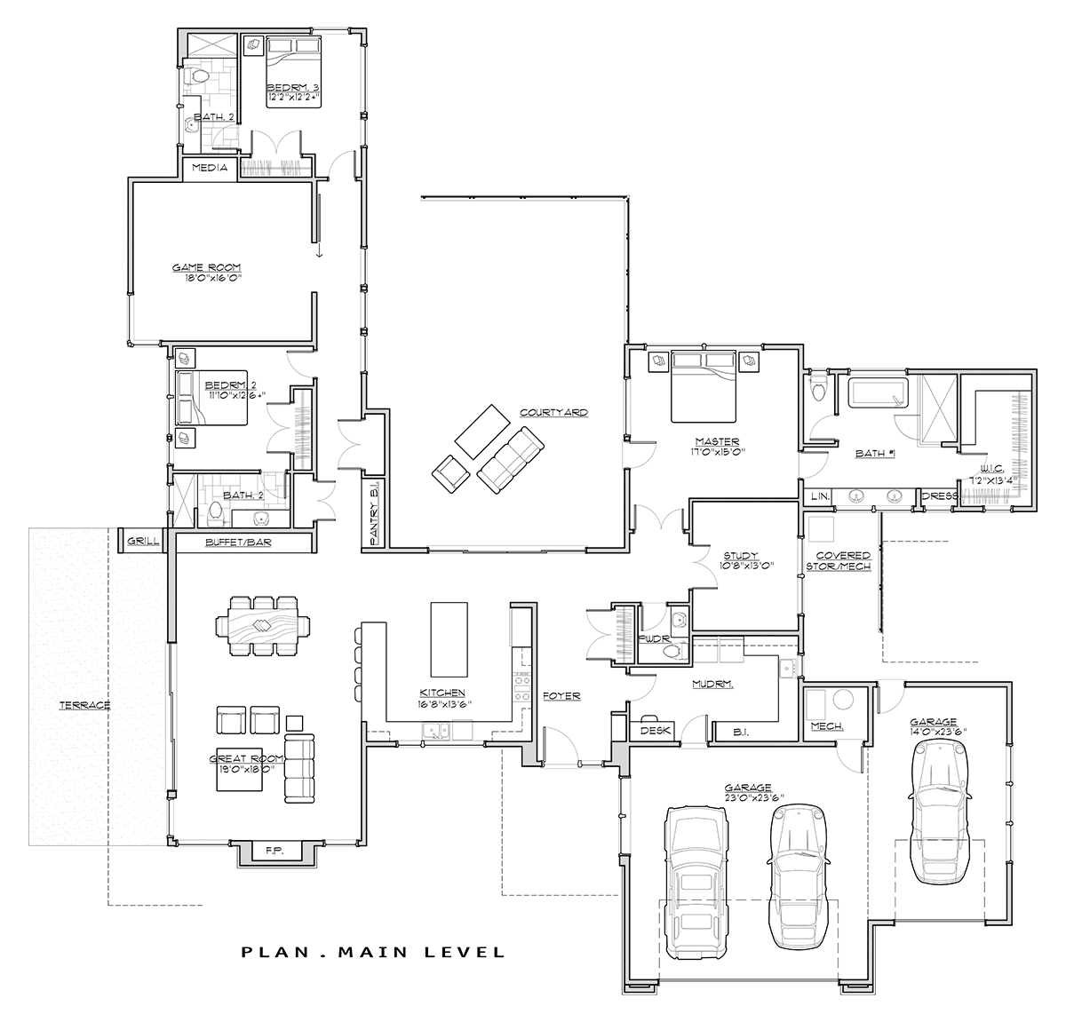 House Plan 43329 Level One