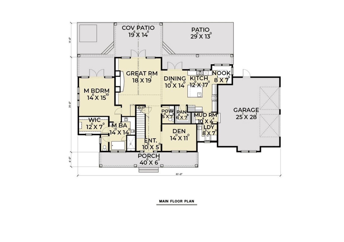 House Plan 43600 Level One