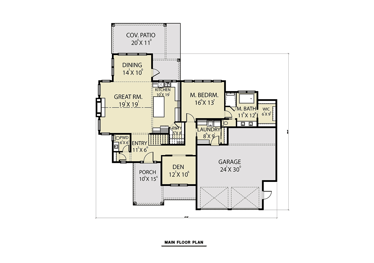 Craftsman, Farmhouse House Plan 43607 with 4 Bed, 3 Bath, 2 Car Garage Level One