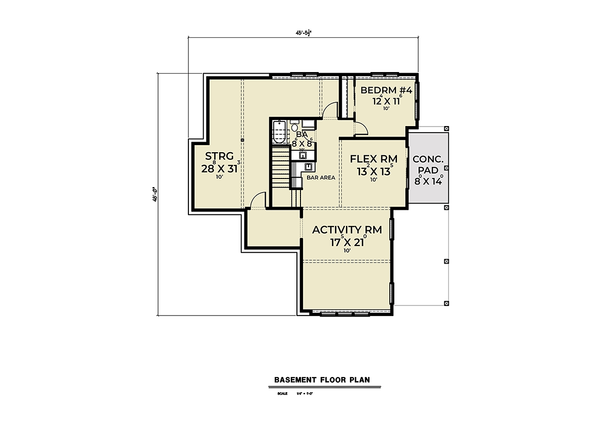 Barndominium, Contemporary, Country House Plan 43616 with 4 Bed, 5 Bath, 2 Car Garage Lower Level