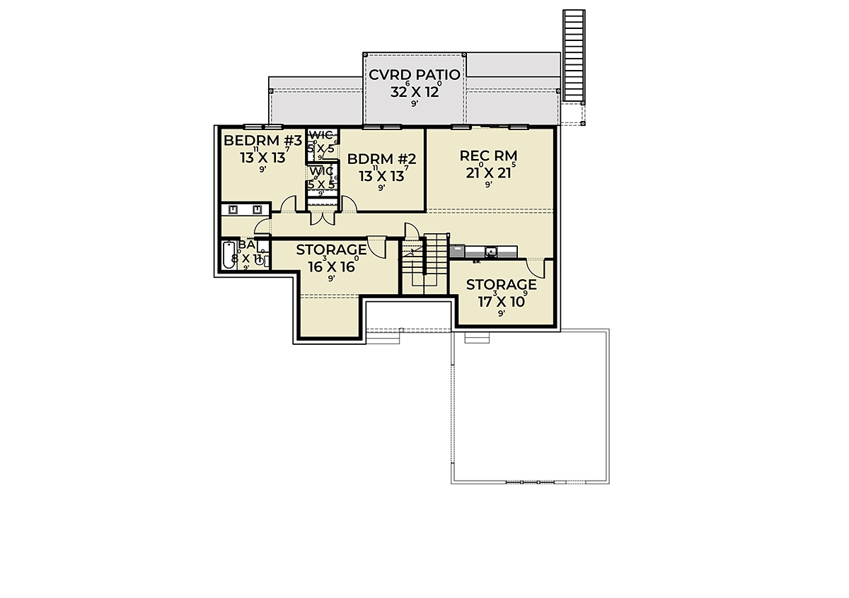 House Plan 43639 Lower Level