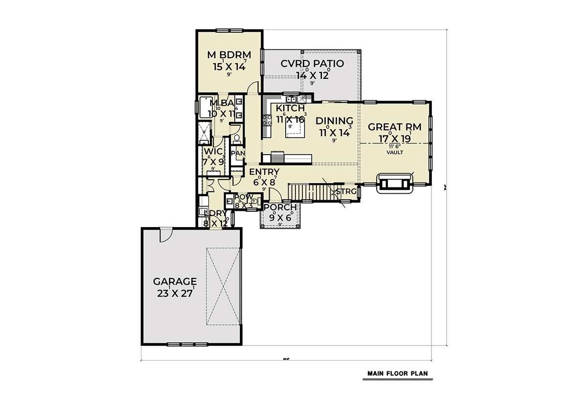 House Plan 43647 Level One