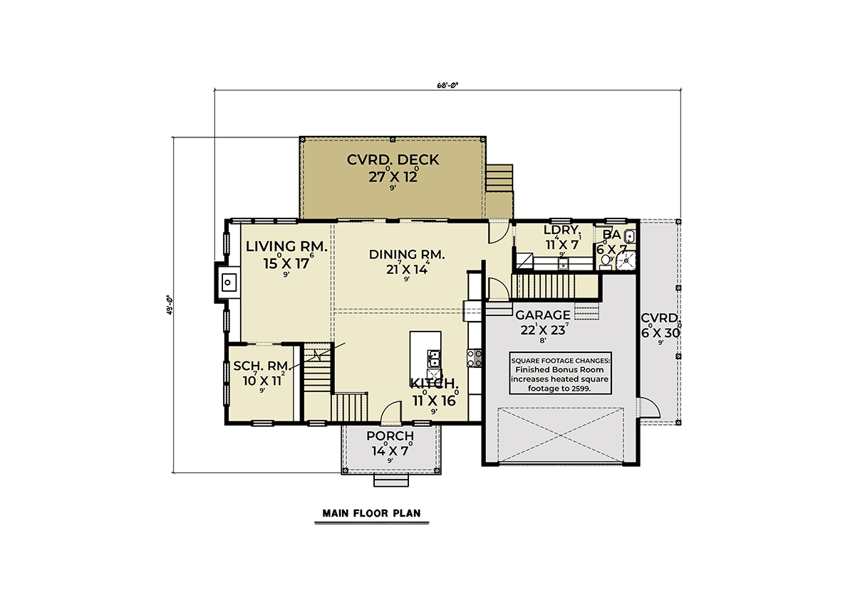 House Plan 43663 Level One