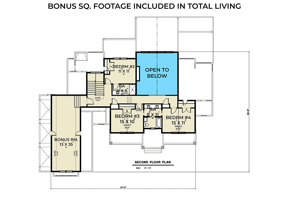 Plan 43668 | Farmhouse Style with 4 Bed, 4 Bath, 3 Car Garage