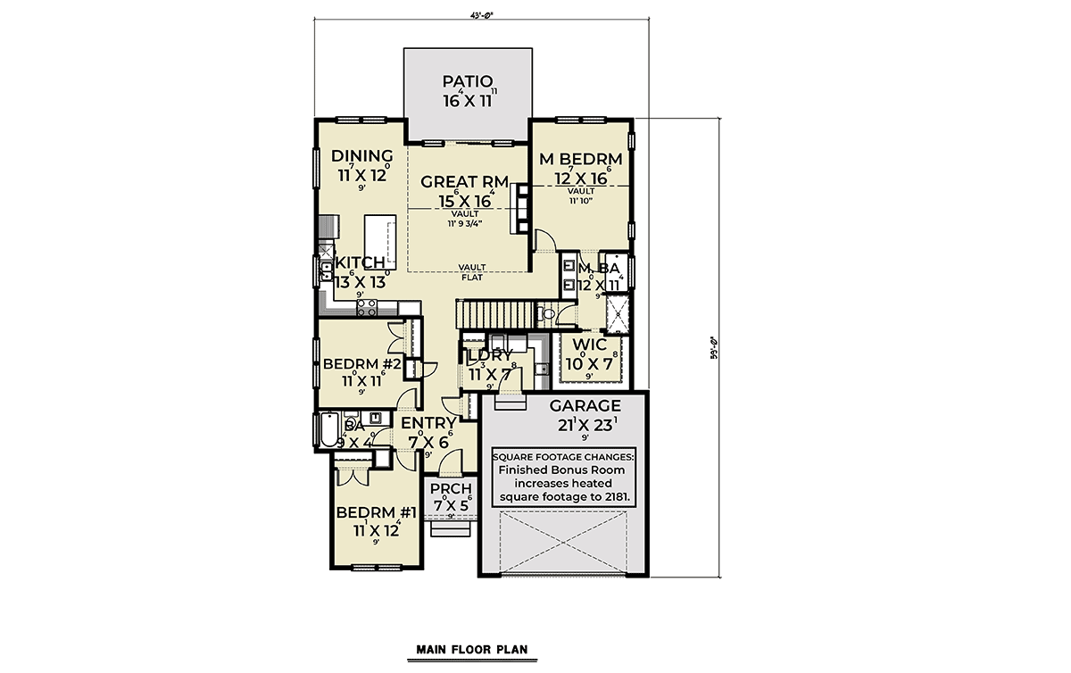 House Plan 43672 Level One