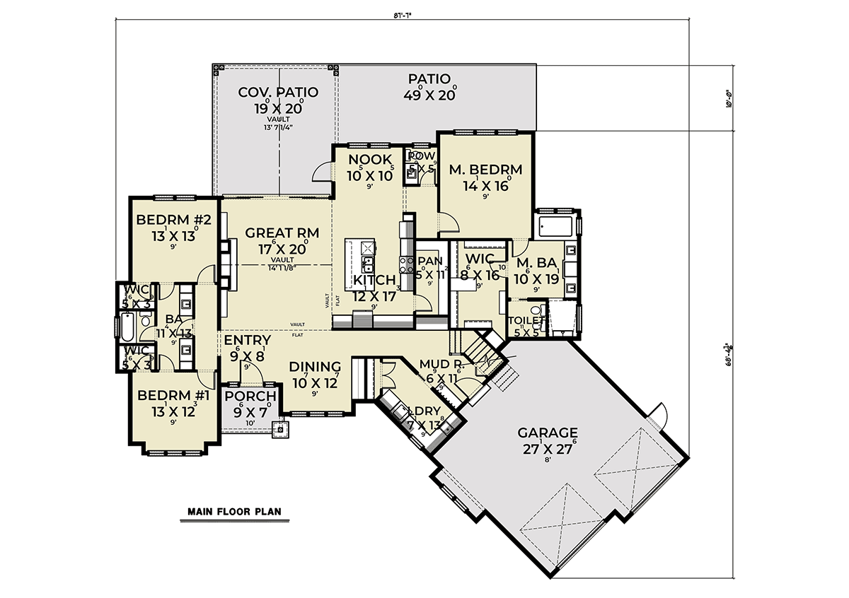 House Plan 43683 Level One
