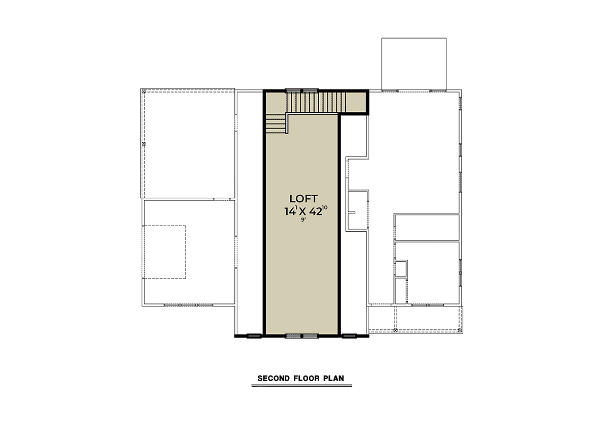 Garage-Living Plan 43690 Level Two