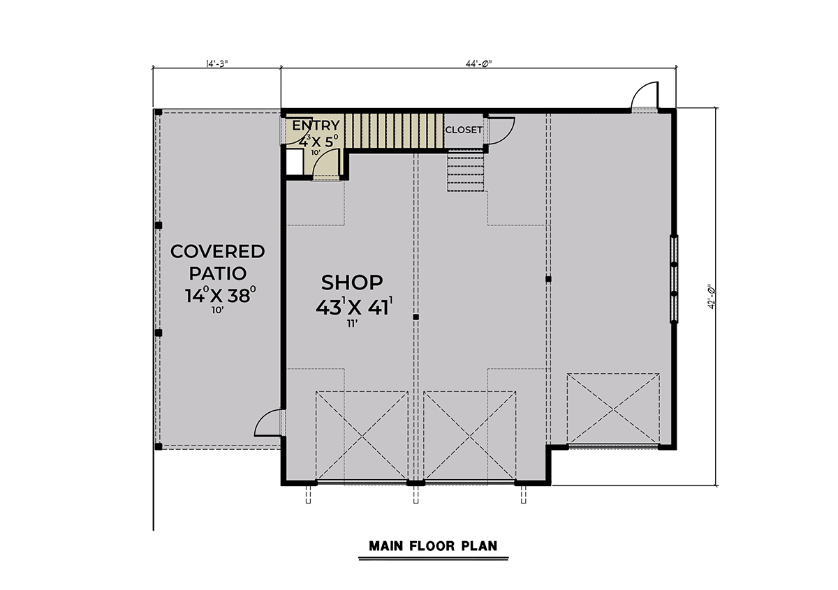 Garage-Living Plan 43694 Level One