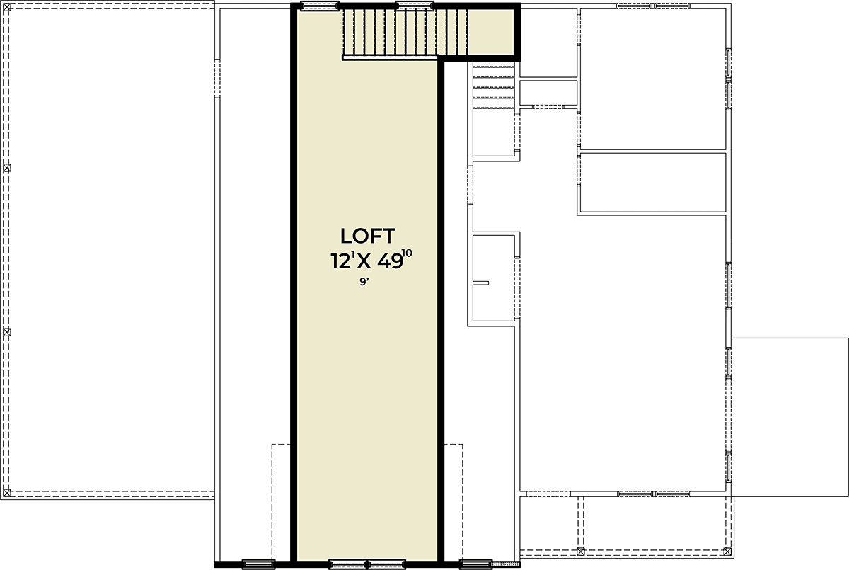 Garage-Living Plan 43695 Level Two