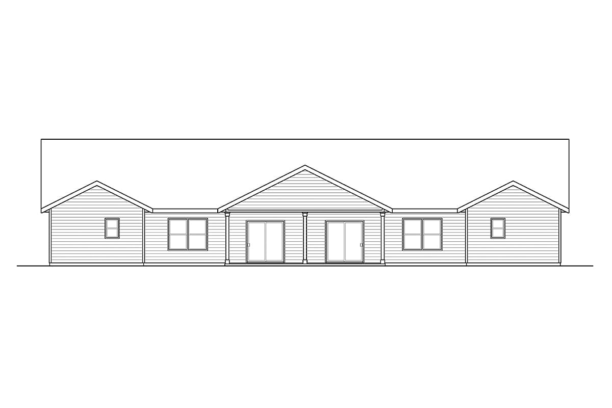 Cottage, Craftsman, Traditional Multi-Family Plan 43702 with 6 Bed, 4 Bath, 4 Car Garage Rear Elevation