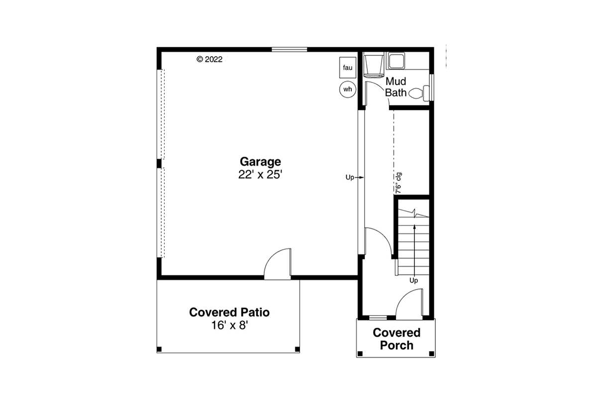 Garage-Living Plan 43705 Level One