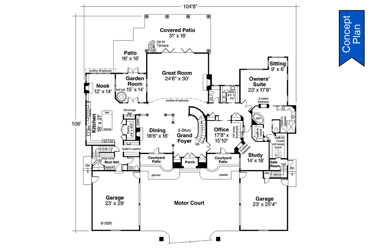 House Plan 43711 Level One