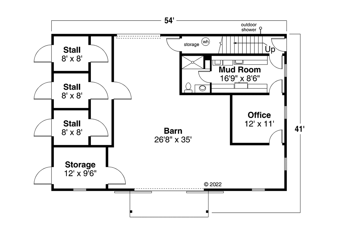 Garage-Living Plan 43725 Level One
