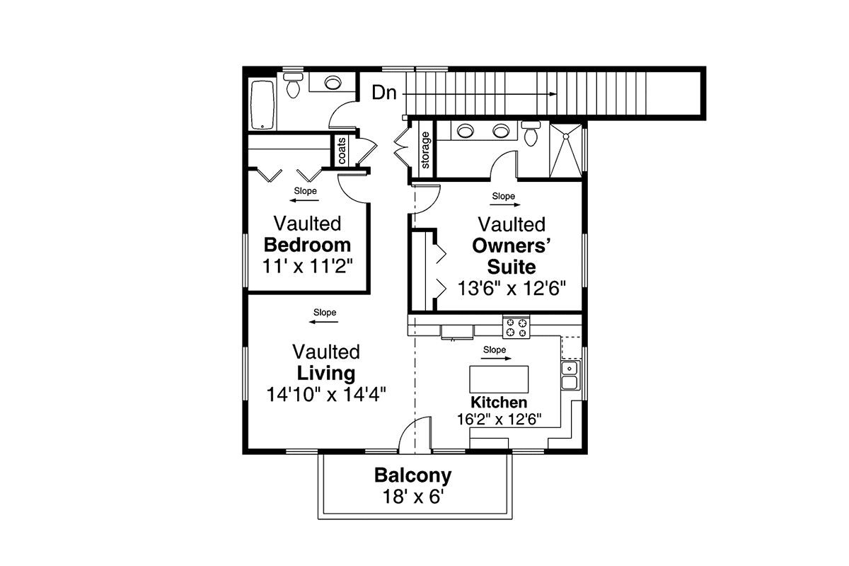 Garage-Living Plan 43725 Level Two