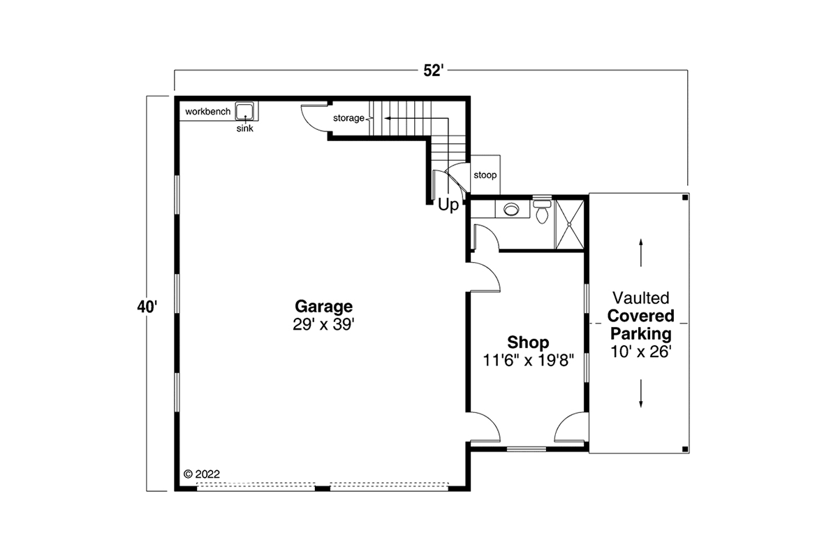 Garage Plan 43734 - 2 Car Garage Level One