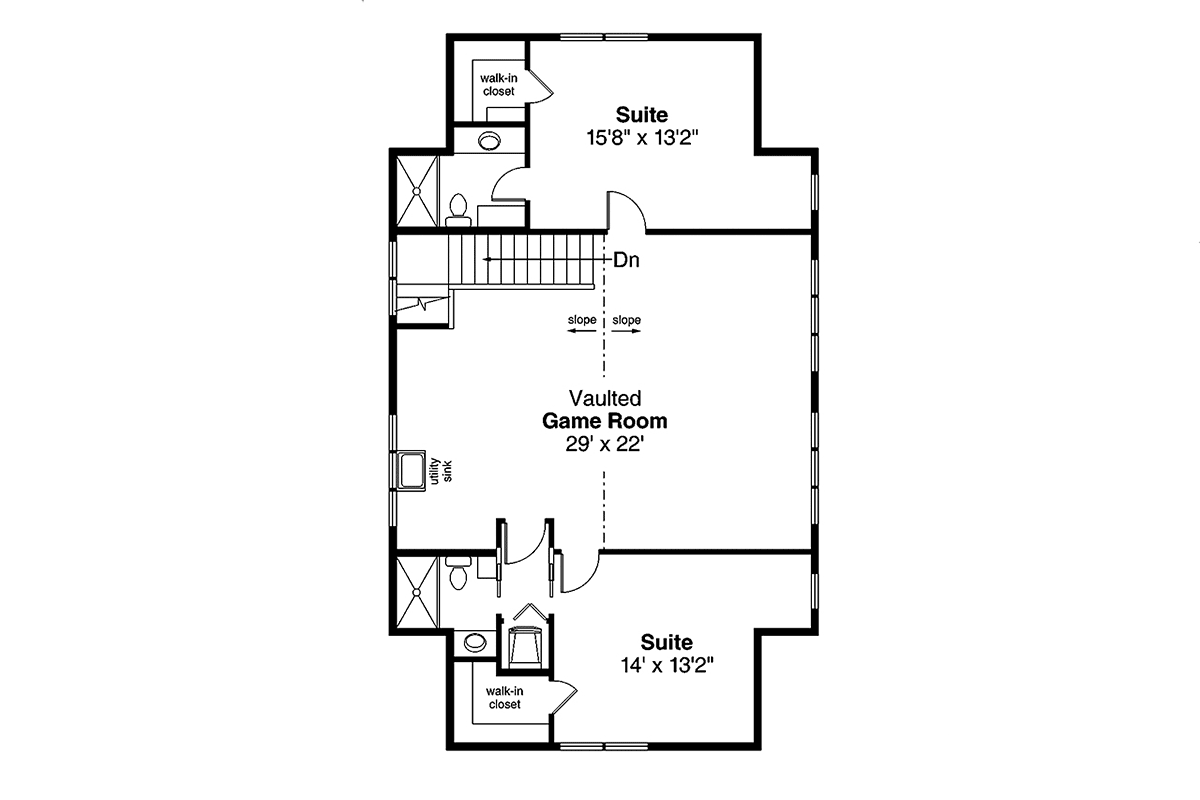 Garage-Living Plan 43767 Level Two